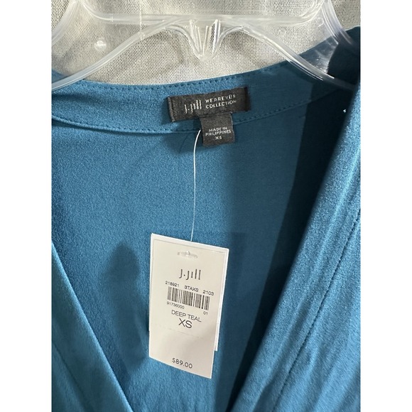 NWT J Jill Wearever Collection Womens Extra Small‎ Teal One Button Long Sleeve - Picture 4 of 7